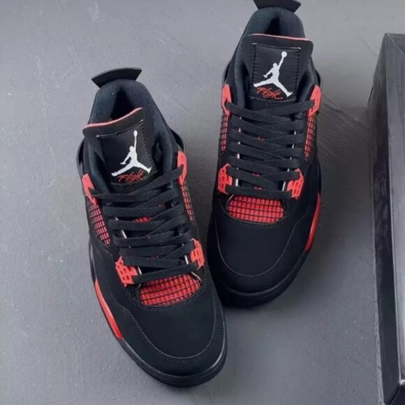 Nike Air Jordan 4 Retro Red Thunder  Men Basketball Shoes - Picture 4 of 6